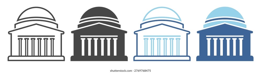 MIT education campus outline set icon