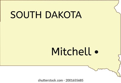 Mitchell city location on South Dakota state map