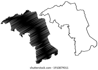 Condado de Mitchell, Estado de Carolina del Norte (condado de los EE.UU., Estados Unidos de América) mapa de ilustración vectorial, dibujo de garabatos Mapa Mitchell
