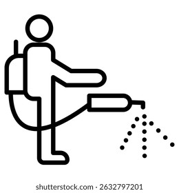 Mite disinfectant man icon Black and white outline vector