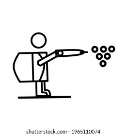 Mite disinfectant man icon. Outline mite disinfectant man vector icon for web design isolated on white background