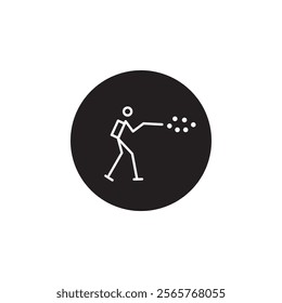 Mite disinfectant man icon Vector flat thin line illustration