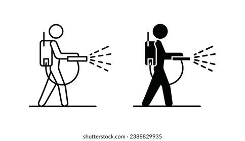 Mite disinfectant man vector icon set. vector illustration