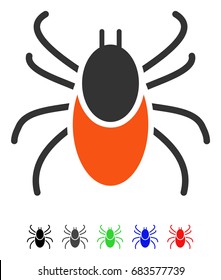 Mite flat vector pictogram with colored versions. Color mite icon variants with black, gray, green, blue, red.