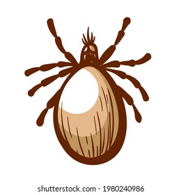 Mite hand drawn icon. Parasite obligate external. Insect sucking human, animal blood pictogram. Pest control, extermination, removal services concept. Vector illustration isolated on white background.