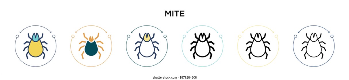 Mite icon in filled, thin line, outline and stroke style. Vector illustration of two colored and black mite vector icons designs can be used for mobile, ui, web