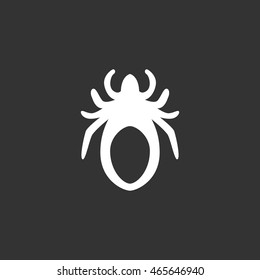 Mite icon in flat style isolated on black background. Acarus logo silhouette. Abstract sign, symbol, pictogram. Vector illustration
