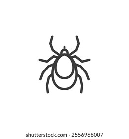 Mite, icon in line design. Mite, arachnid, pest, tiny, insect, parasite, microbe on white background vector. Mite, editable stroke icon