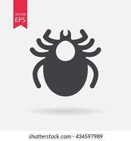 Mite icon vector. Encephalitis tick sign isolated on white background. Flat design illustration adapted for web, website, mobile app