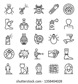 Mite icons set. Outline set of mite vector icons for web design isolated on white background