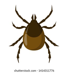 Insecto ácaro. Encefalitis parasitaria, bicho marrón. Peligroso para la criatura humana. Ilustración vectorial en estilo de dibujos animados aislado
