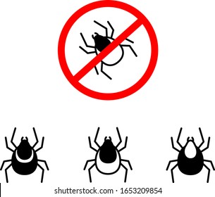 Mite insect icons set. Simple set of mite insect vector icons for web design on white background. Insect prohibition sign, mite prohibition sign