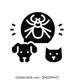 mite on animal body glyph icon vector. mite on animal body sign. isolated contour symbol black illustration