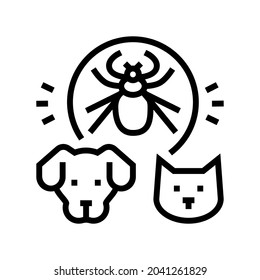 mite on animal body line icon vector. mite on animal body sign. isolated contour symbol black illustration