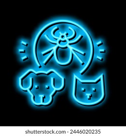 mite on animal body neon light sign vector. mite on animal body illustration