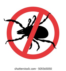 Mite parasites. Tick silhouette. Symbol parasite warning sign. 