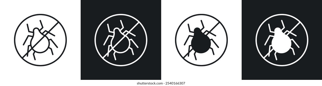 Mite in the prohibition sign in black and white colors.