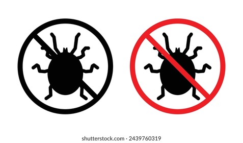 Mite in the prohibition sign. No tick or bug insect vector symbol. pest control icon. anti disinfection sign. pesticide free symbol.