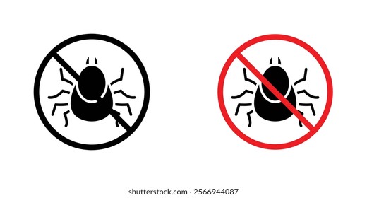 Mite in the prohibition signs. vector signs set