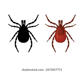 Ácaro. La silueta de una garrapata es una vista superior. Un parásito chupasangre. El insecto es una plaga. Ilustración vectorial aislada sobre un fondo blanco