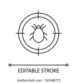 Mite target linear icon. Parasitic insects repellent. Thin line illustration. Contour symbol. Vector isolated outline drawing. Editable stroke