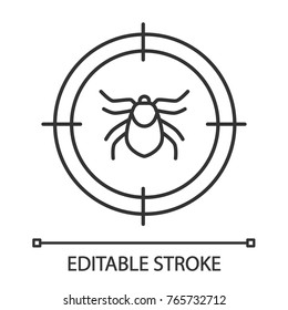 Mite target linear icon. Parasitic insects repellent. Thin line illustration. Contour symbol. Vector isolated outline drawing. Editable stroke
