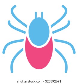 Mite vector icon. Style is bicolor flat symbol, pink and blue colors, rounded angles, white background.