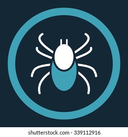 Mite vector icon. Style is bicolor flat rounded symbol, blue and white colors, rounded angles, dark blue background.