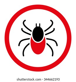 Mite vector icon. Style is bicolor flat rounded symbol, intensive red and black colors, rounded angles, white background.