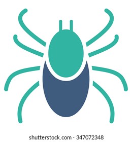 Mite vector icon. Style is bicolor flat symbol, cobalt and cyan colors, rounded angles, white background.