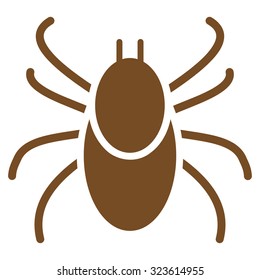 Mite vector icon. Style is flat symbol, brown color, rounded angles, white background.