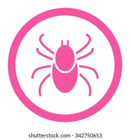Mite vector icon. Style is flat rounded symbol, pink color, rounded angles, white background.