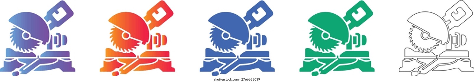 Miter Saw Power Tool Vector Icon Set vol 1823