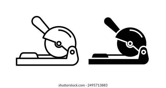 miter saw vector icon set in black color.