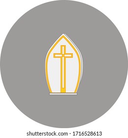 Miter Is A Typical Hat The Pope Of Rome Of The Catholic Church. Vector Illustration For Web And Mobile Design.