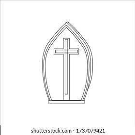 Miter Is A Typical Hat The Pope Of Rome Of The Catholic Church. Vector Illustration For Web And Mobile Design.