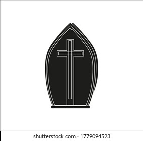 Miter Is A Typical Hat The Pope Of Rome Of The Catholic Church. Vector Illustration For Web And Mobile Design.