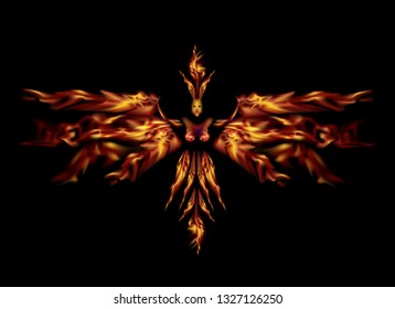 mithological firebird phoenix flying