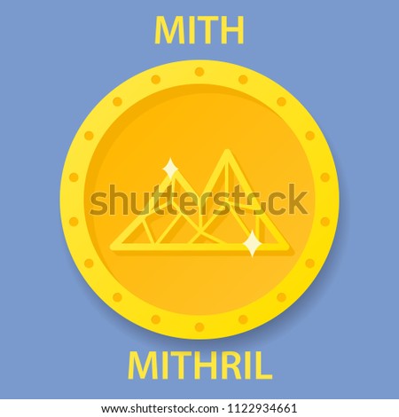 MITHRIL Coin cryptocurrency blockchain icon. Virtual electronic, internet money or cryptocoin symbol, logo