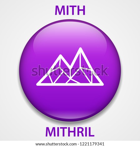 MITHRIL Coin cryptocurrency blockchain icon. Virtual electronic, internet money or cryptocoin symbol, logo