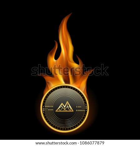 Mithril Cryptocurrency Coin On Fire Background