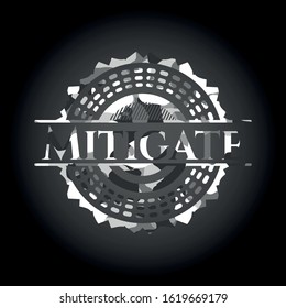 Mitigate grey camouflaged emblem. Vector Illustration.