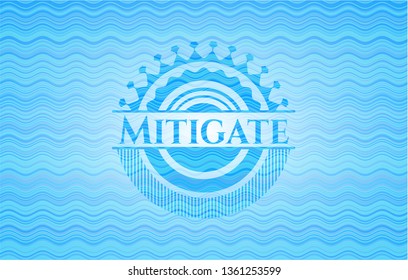 Mitigate light blue water wave style badge.