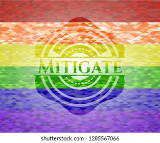 Mitigate on mosaic background with the colors of the LGBT flag