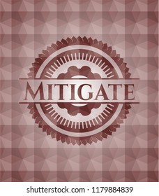Mitigate red badge with geometric pattern background. Seamless.