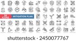 Mitigation icon collection set. Containing preparedness, disaster, risk, reduction, strategy, resilience, vulnerability icon. Simple line vector.