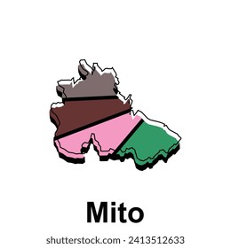 Mito City of Japan map vector illustration, vector template with outline graphic sketch design