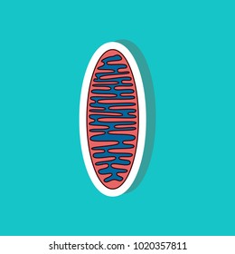 mitochondrion paper sticker on stylish background