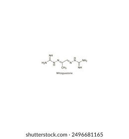 Mitoguazone flat skeletal molecular structure Antineoplastic drug used in cancer treatment. Vector illustration scientific diagram.