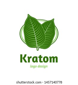 Mitragyna speciosa, kratom leaf logo, logotype template. Vector flat illustration icon design. Isolated on white background. Kratom plant, drug leaf logo, logotype template concept